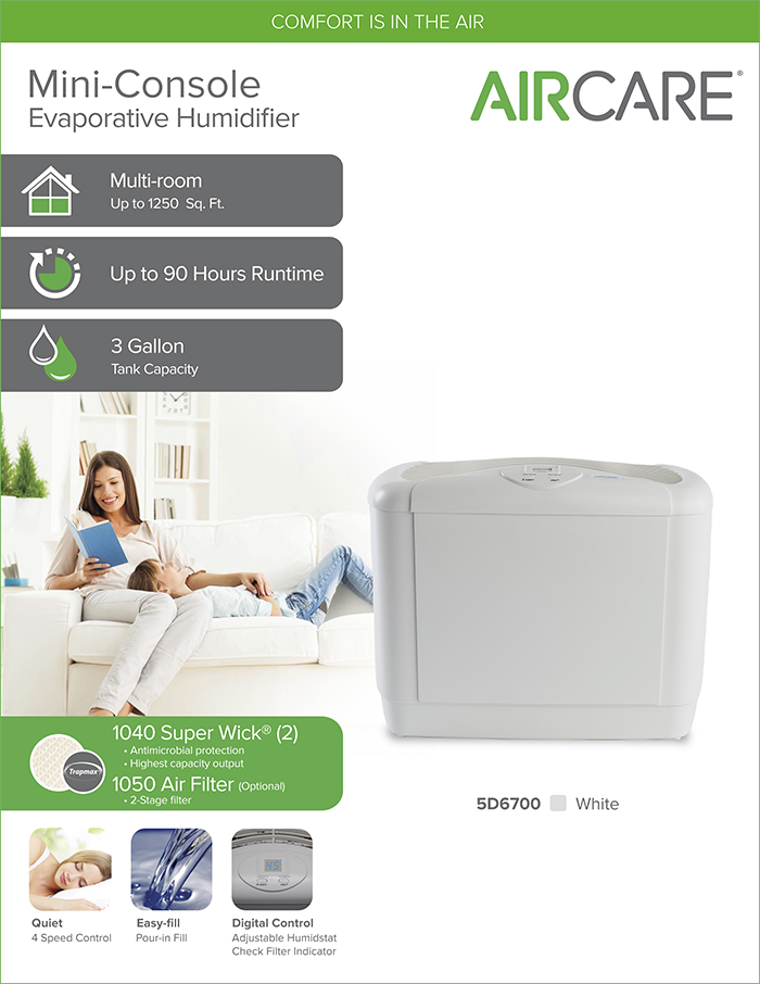 AIRCARE 3 Gal. Evaporative Humidifier for 1,250 sq. ft.5D6 700
